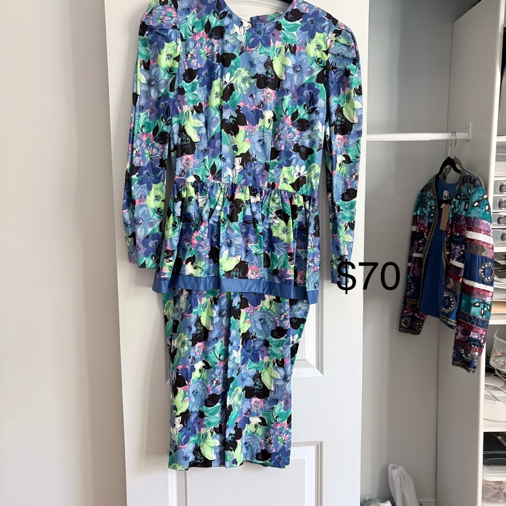 Floral Blue and Green Women's Dress